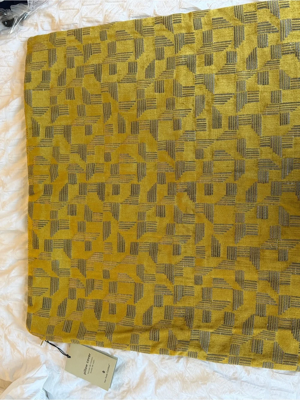 West Elm Mustard Geometric Jacquard Pillow Cover